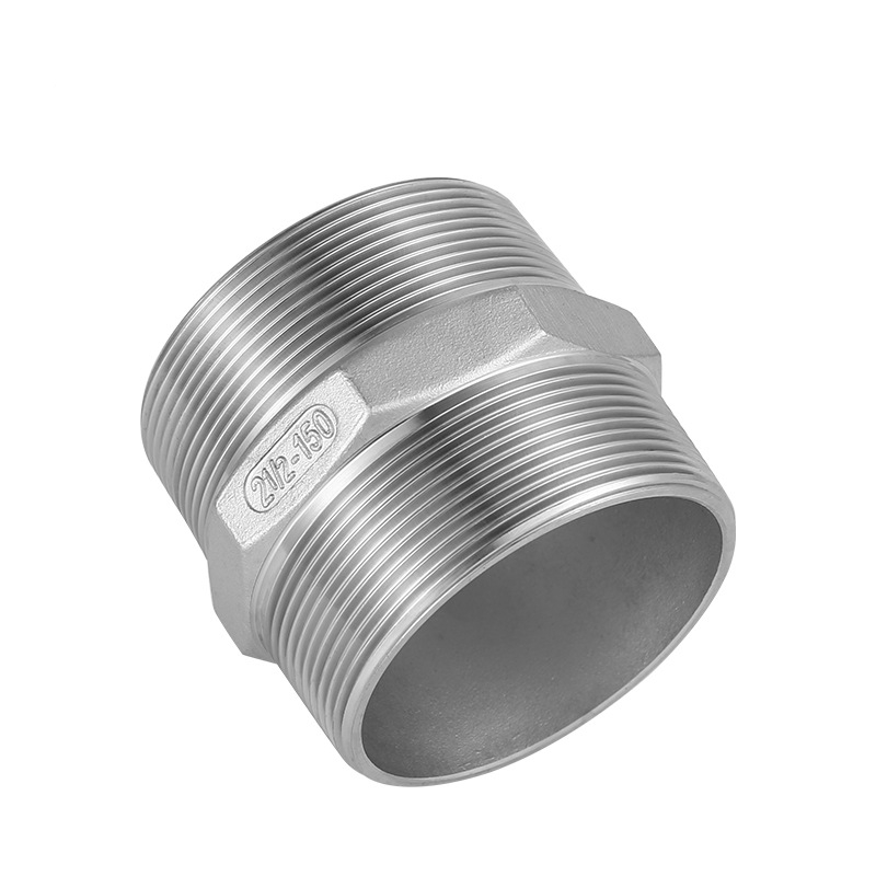 Stainless Steel Hex Threaded Nipple Fitting NPT Threads On Both Ends