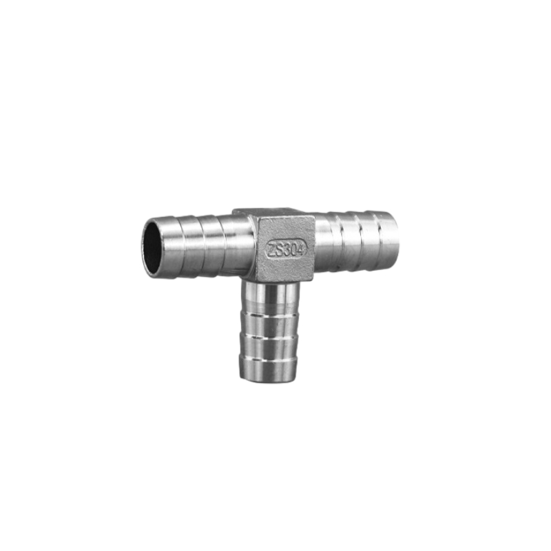 Stainless Steel Barbed Tee Tube Fittings Three-Way Hose Connection