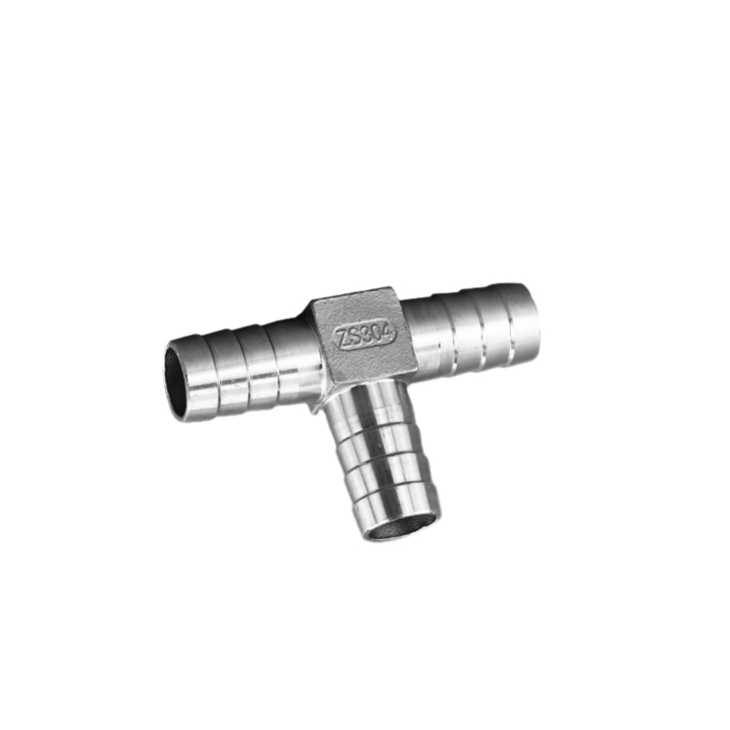 Stainless Steel Barbed Tee Tube Fittings Three-Way Hose Connection