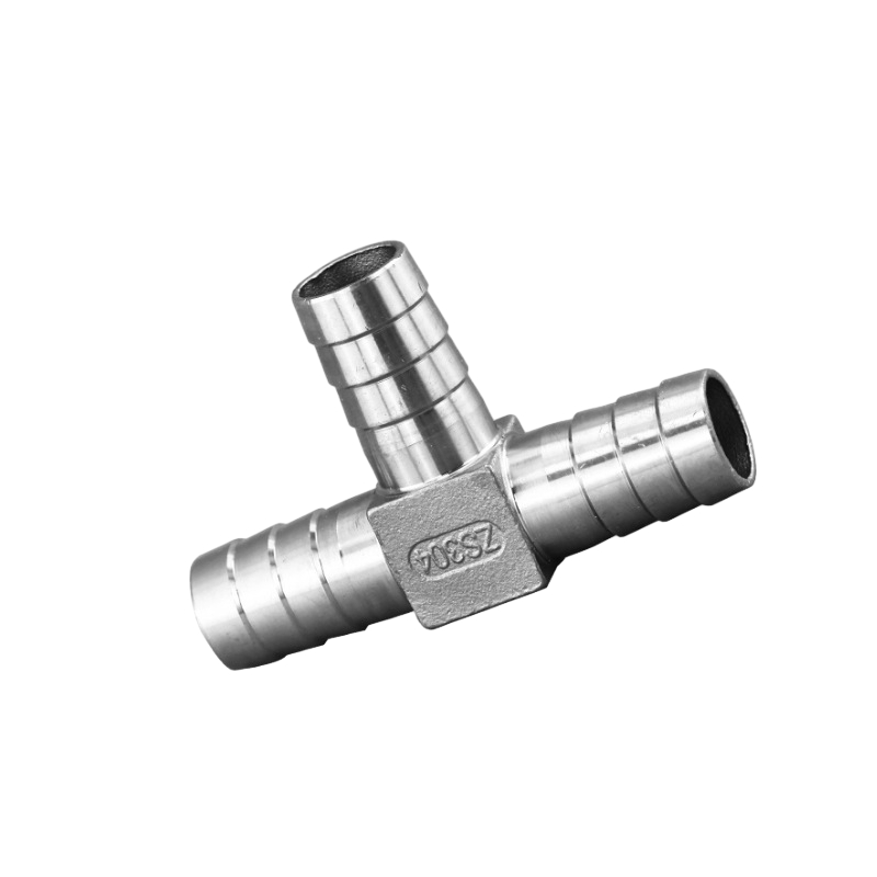 Stainless Steel Barbed Tee Tube Fittings Three-Way Hose Connection