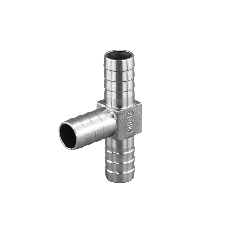 Stainless Steel Barbed Tee Tube Fittings Three-Way Hose Connection