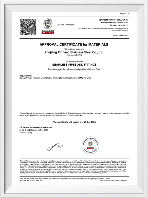 Approval Certificate For Materials